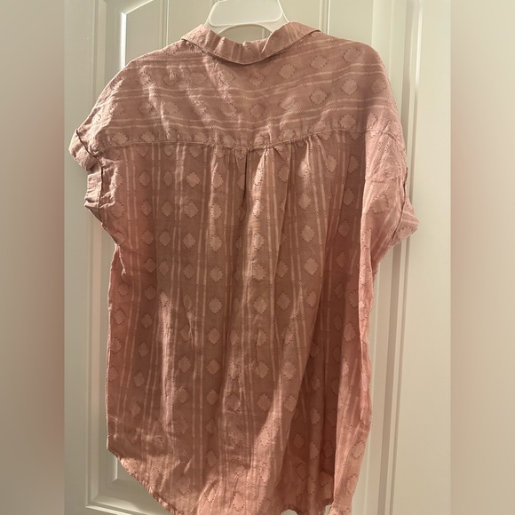 Jane & Delancey Anthropologie, M, tie button down south western tee Blush - Picture 5 of 6